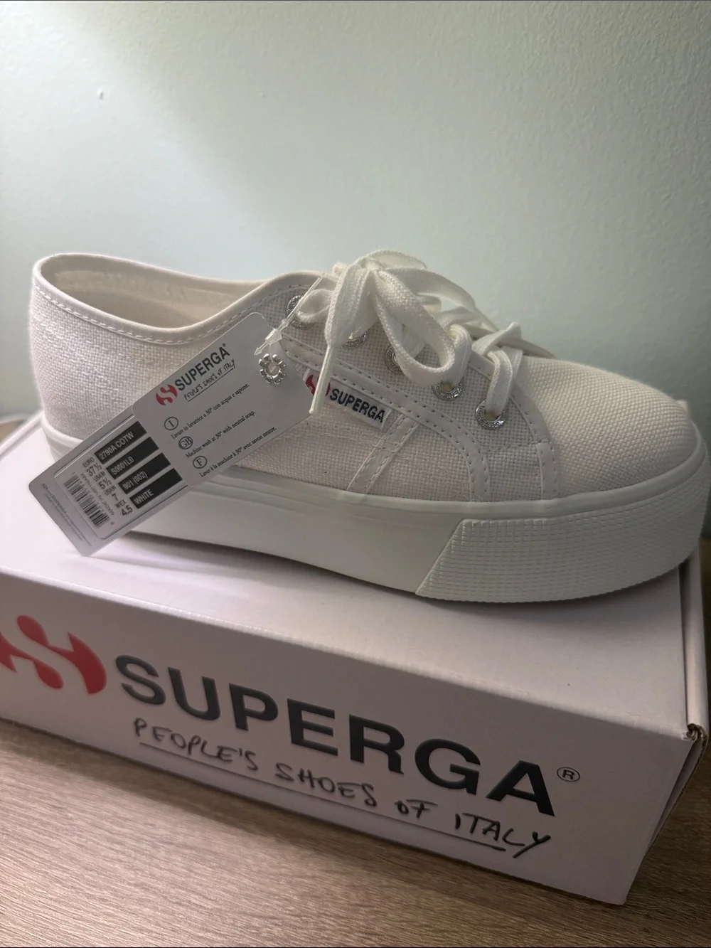 Superga White Women's 2790 Platform Sneakers With Box